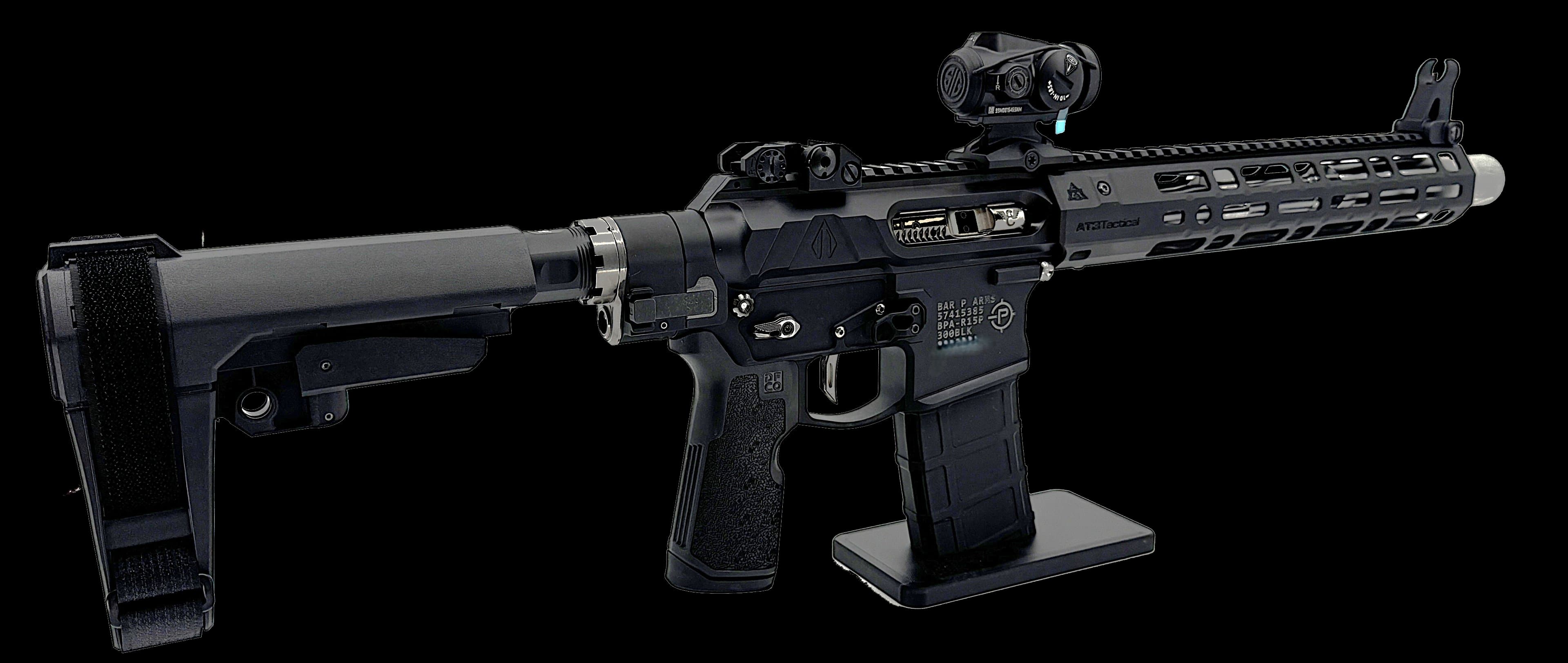 Complete graphite Bar Precision firearm in side profile